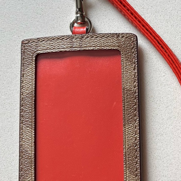 Coach gold and orange ID lanyard. - Picture 5 of 8